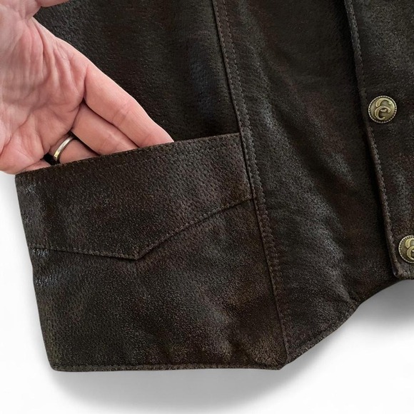 Men's Cripple Creek 100% Genuine Boer Suede Brown leather western vest small - Picture 5 of 8